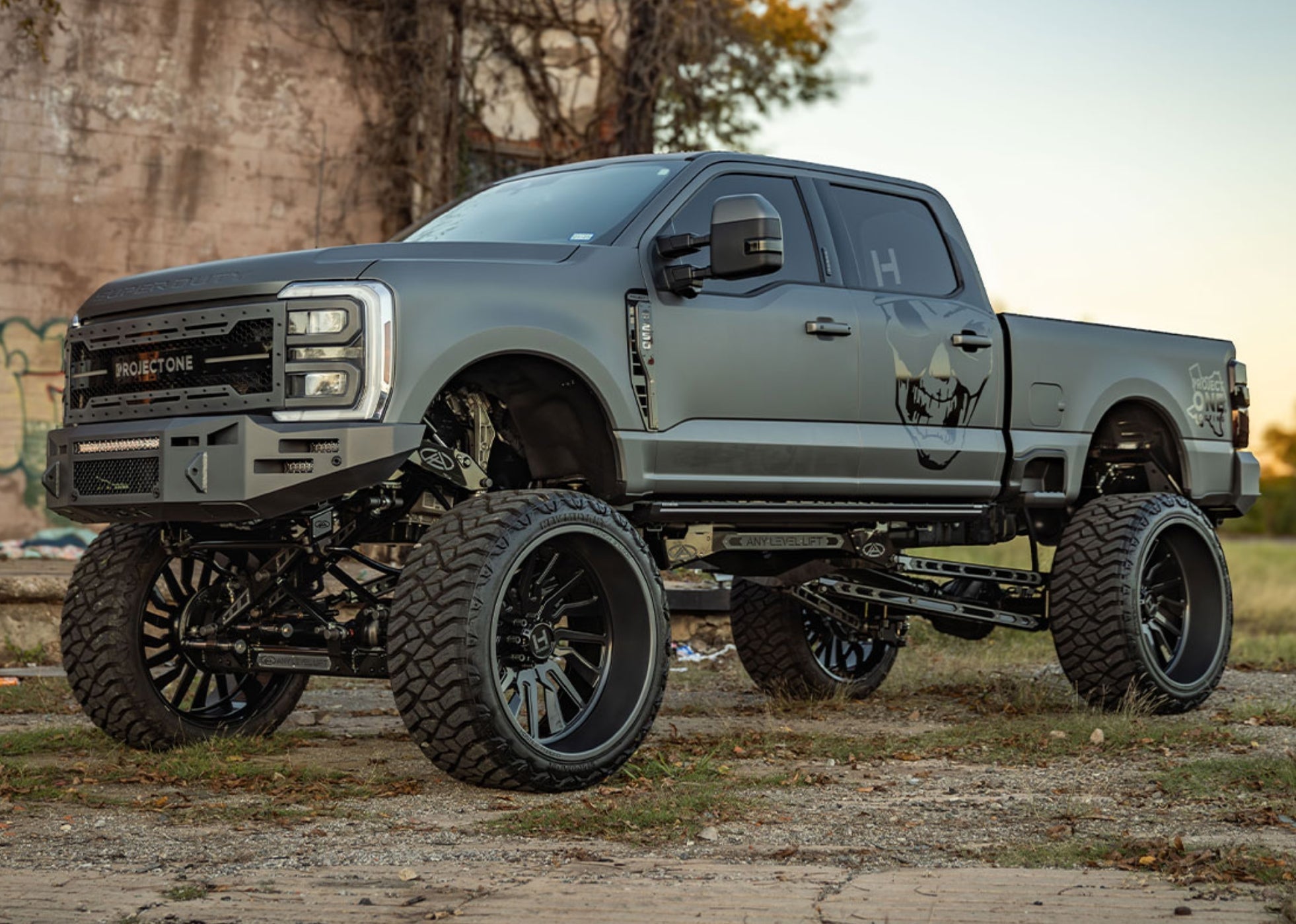 hostile wheels on a truck parked sideways