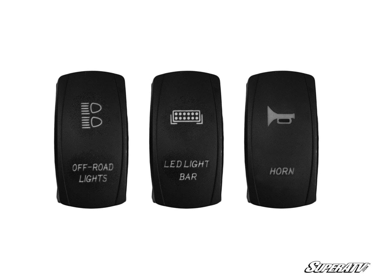 12V / 20A Off-Road Rocker Switches for RZR Pro R and RZR Pro R 4 and RZR Pro S and RZR Pro S 4 and RZR Pro XP and RZR Pro XP 4 and RZR RS1 and RZR S 1000 and RZR S 800 and RZR S 900 and RZR S4 1000 and RZR Trail 900 and RZR Trail S 900 and RZR Trail S 1000 and RZR Turbo R and RZR Turbo R 4 and RZR XP and RZR XP 4 and RZR XP 1000 and RZR XP 4 1000 and RZR XP 4 900 and RZR XP Turbo and RZR XP 4 Turbo and RZR XP Turbo S and RZR XP 4 Turbo S and RZR XP S and RZR XP 900 and RZR 4 800 and RZR 4 900 and RZR 570 an
