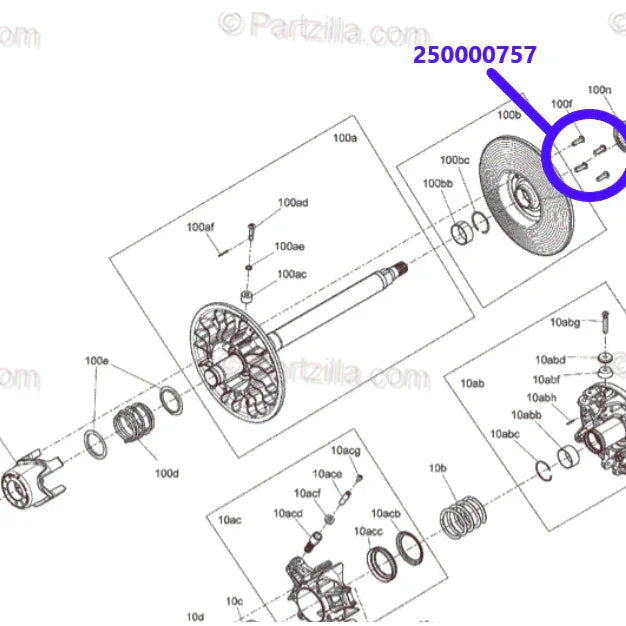 RPM Ski-Doo & X3 Titanium Governor Cup Bolt Set, Screw Button (QTY 6) M8X25MM OEM #250000757 — view 3