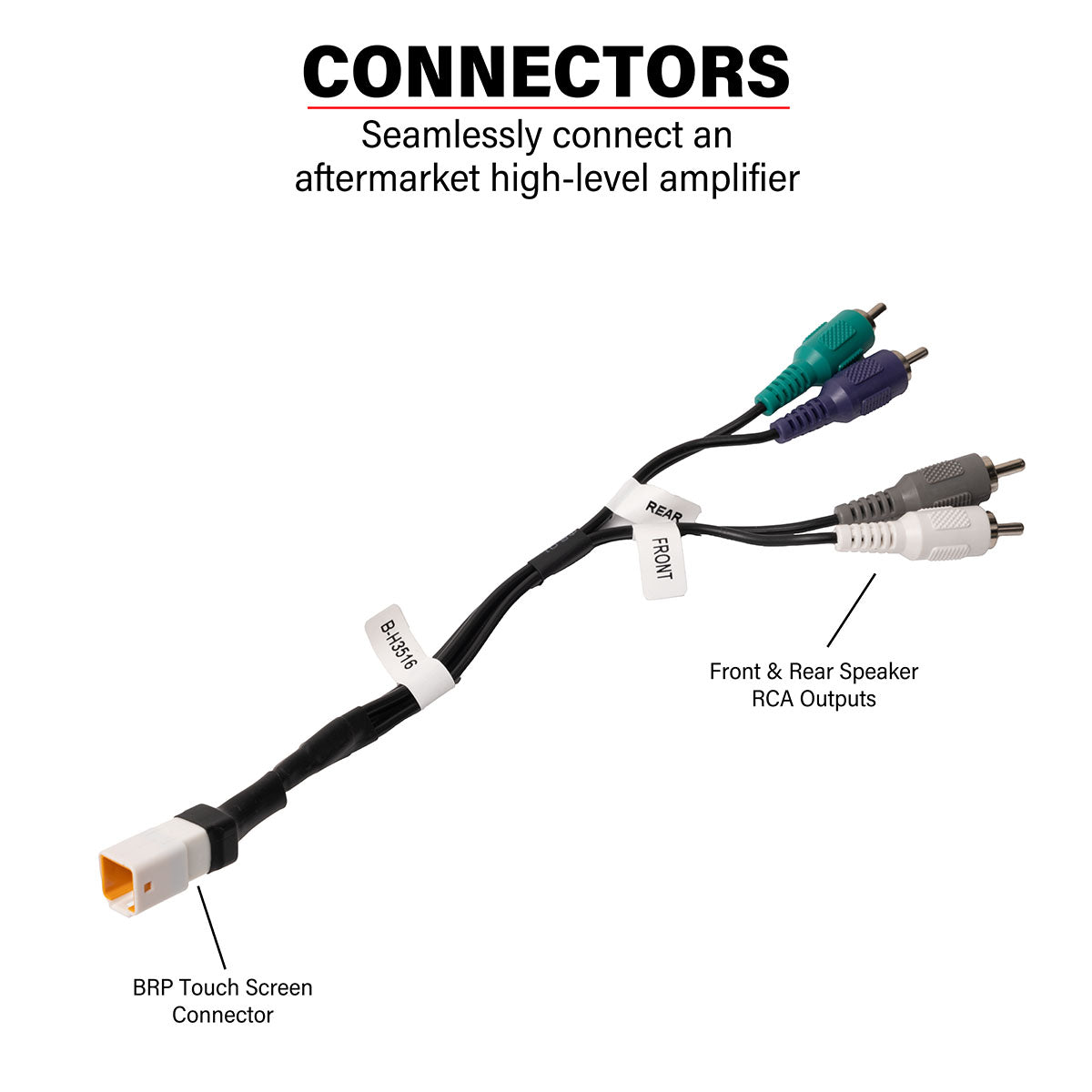 CanAm® Maverick R & X3 BRP™ Touch Screen Front & Rear Speaker RCA Output Harness - product image 2