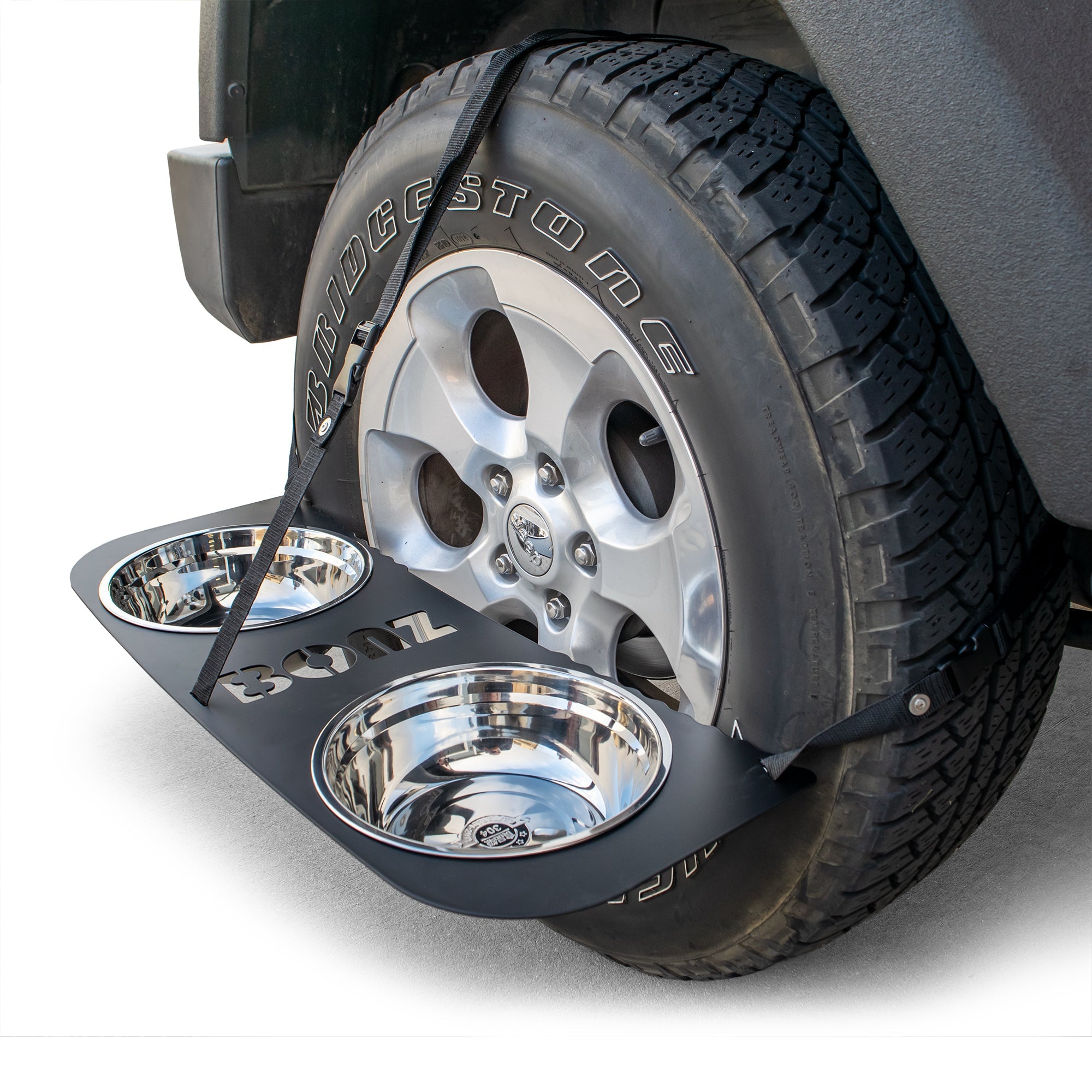 DRT bonz tire mounted dog bowl holder