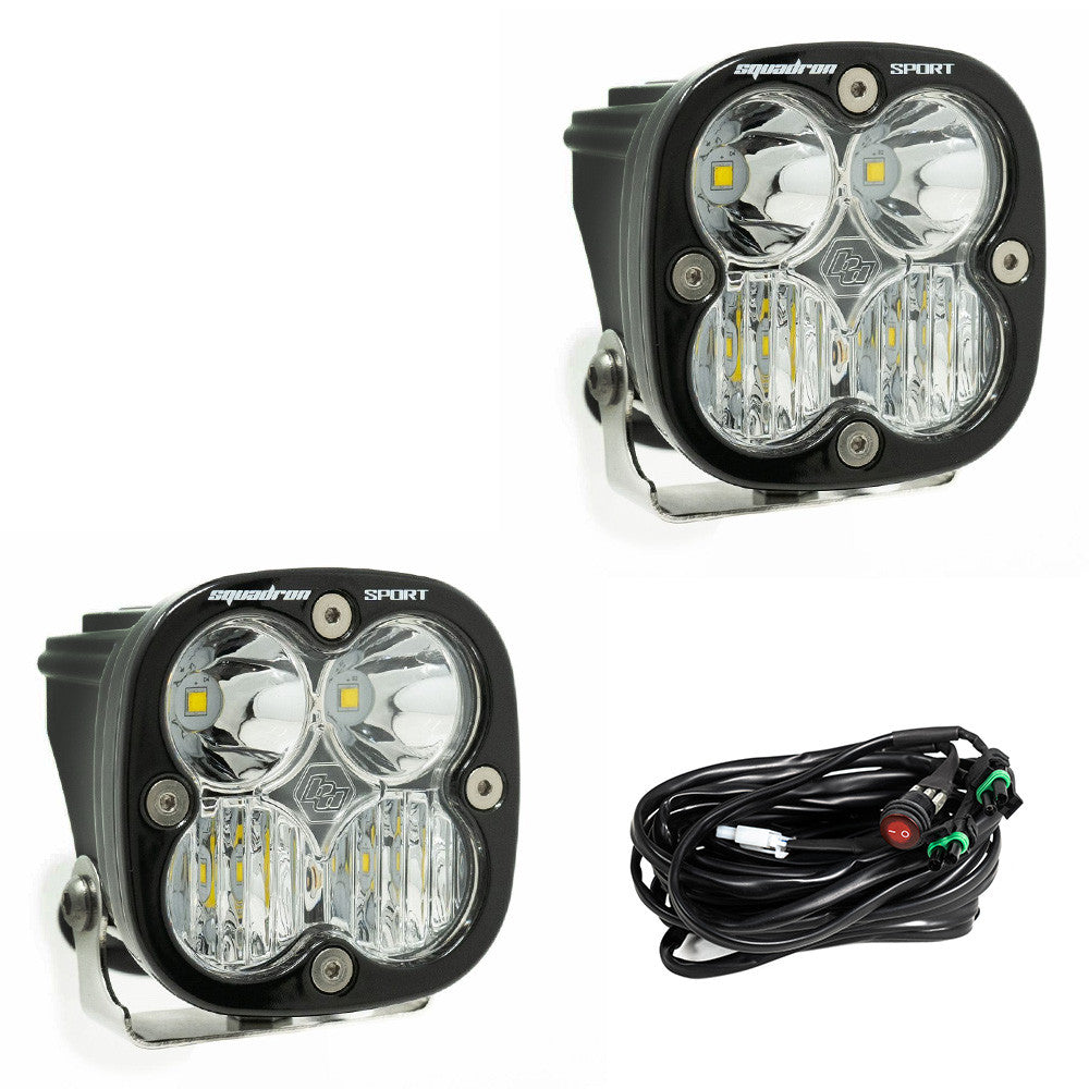 Baja Designs Squadron Sport Black LED Auxiliary Light Pod Pair - Universal Fit