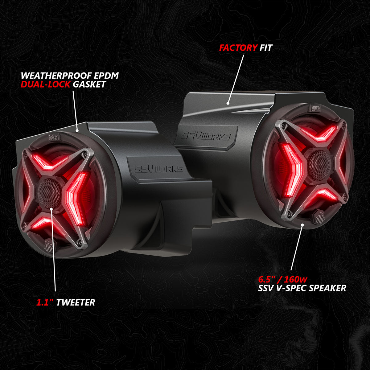 2020-2024 Polaris® RZR PRO Series Phase-5 V-Spec 5-Speaker 1400watt System for Ride Command - product image 3
