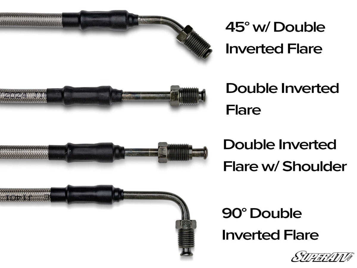 Braided Brake Lines with Fittings for RZR Pro R and RZR Pro R 4 and RZR Pro S and RZR Pro S 4 and RZR Pro XP and RZR Pro XP 4 and RZR RS1 and RZR S 1000 and RZR S 800 and RZR S 900 and RZR S4 1000 and RZR Trail 900 and RZR Trail S 900 and RZR Trail S 1000 and RZR Turbo R and RZR Turbo R 4 and RZR XP and RZR XP 4 and RZR XP 1000 and RZR XP 4 1000 and RZR XP 4 900 and RZR XP Turbo and RZR XP 4 Turbo and RZR XP Turbo S and RZR XP 4 Turbo S and RZR XP S and RZR XP 900 and RZR 4 800 and RZR 4 900 and RZR 800 and