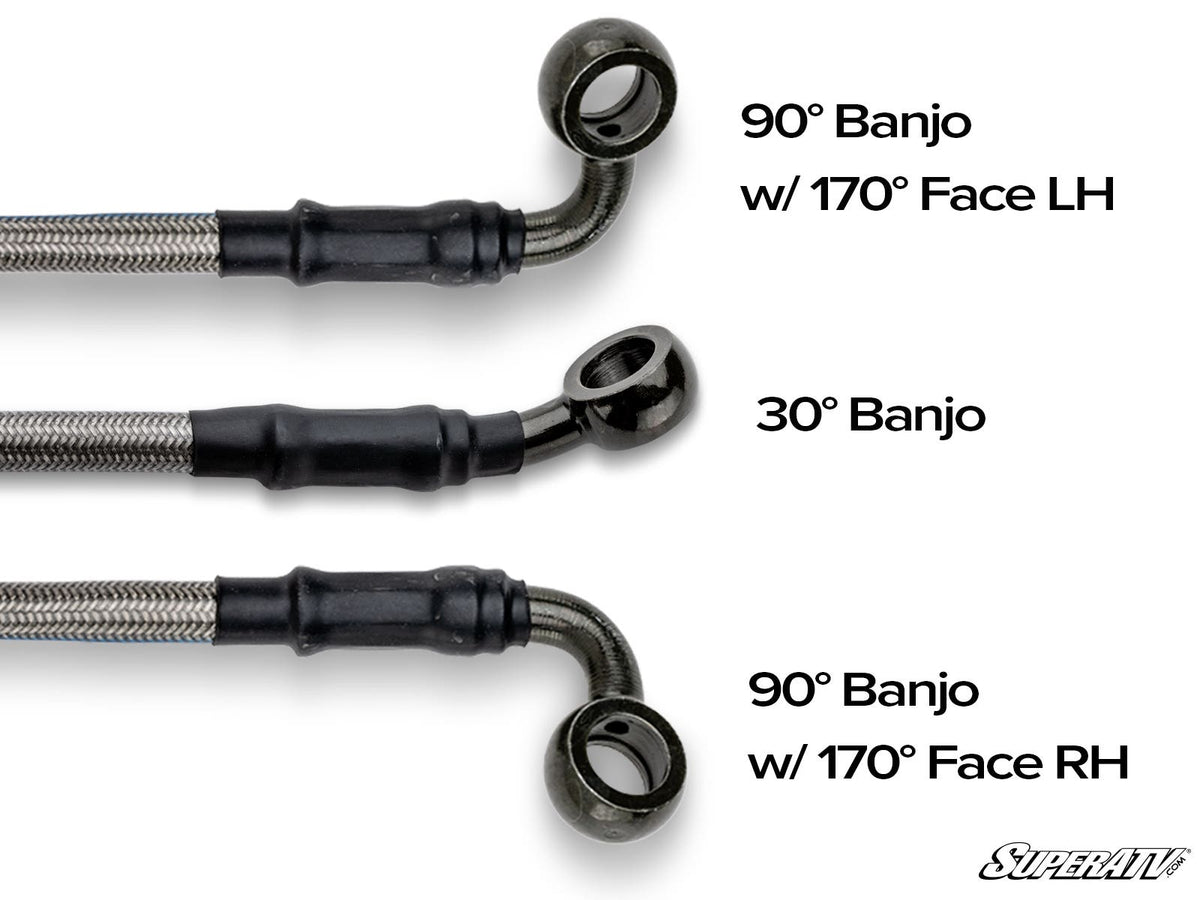 Braided Brake Lines with Fittings for RZR Pro R and RZR Pro R 4 and RZR Pro S and RZR Pro S 4 and RZR Pro XP and RZR Pro XP 4 and RZR RS1 and RZR S 1000 and RZR S 800 and RZR S 900 and RZR S4 1000 and RZR Trail 900 and RZR Trail S 900 and RZR Trail S 1000 and RZR Turbo R and RZR Turbo R 4 and RZR XP and RZR XP 4 and RZR XP 1000 and RZR XP 4 1000 and RZR XP 4 900 and RZR XP Turbo and RZR XP 4 Turbo and RZR XP Turbo S and RZR XP 4 Turbo S and RZR XP S and RZR XP 900 and RZR 4 800 and RZR 4 900 and RZR 800 and