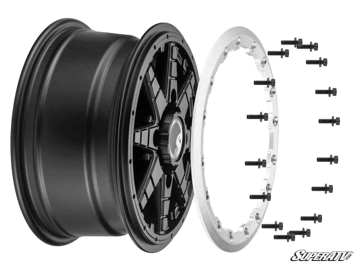 Standard XT Warrior Tires 28x10x14 on 14x7 Healy Lock Series Beadlock Wheels 4/156 Pattern for RZR Pro XP and RZR Pro XP 4 and RZR RS1 and RZR S 1000 and RZR S 800 and RZR S 900 and RZR S4 1000 and RZR Trail 900 and RZR Trail S 900 and RZR Trail S 1000 and RZR XP and RZR XP 4 and RZR XP 1000 and RZR XP 4 1000 and RZR XP 4 900 and RZR XP Turbo and RZR XP 4 Turbo and RZR XP Turbo S and RZR XP 4 Turbo S and RZR XP 900 and RZR 4 800 and RZR 4 900 and RZR 570 and RZR 800 and RZR 900