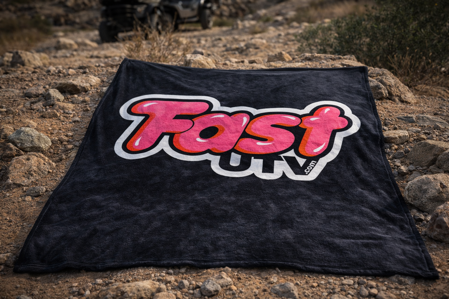 Fast UTV Black Fleece Blanket – 5 ft x 4 ft