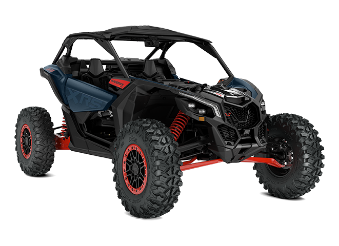 Vista frontal de tres cuartos del Can-Am Maverick X3 X rs Turbo RR 2026 completo