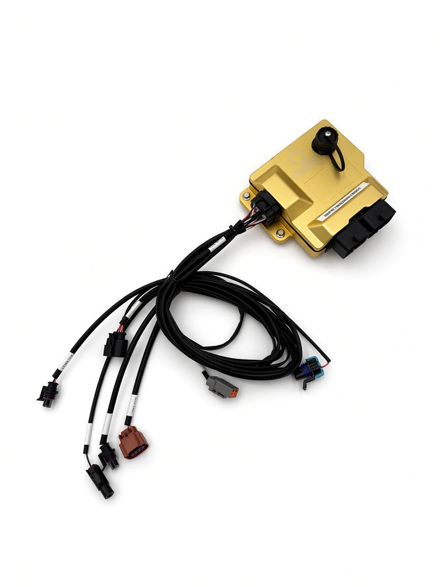 Acclivity Axiom Pro R ECU with expansion harness and sensor connectors; harness sold by configuration
