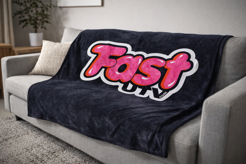 Fast UTV Black Fleece Blanket – 5 ft x 4 ft