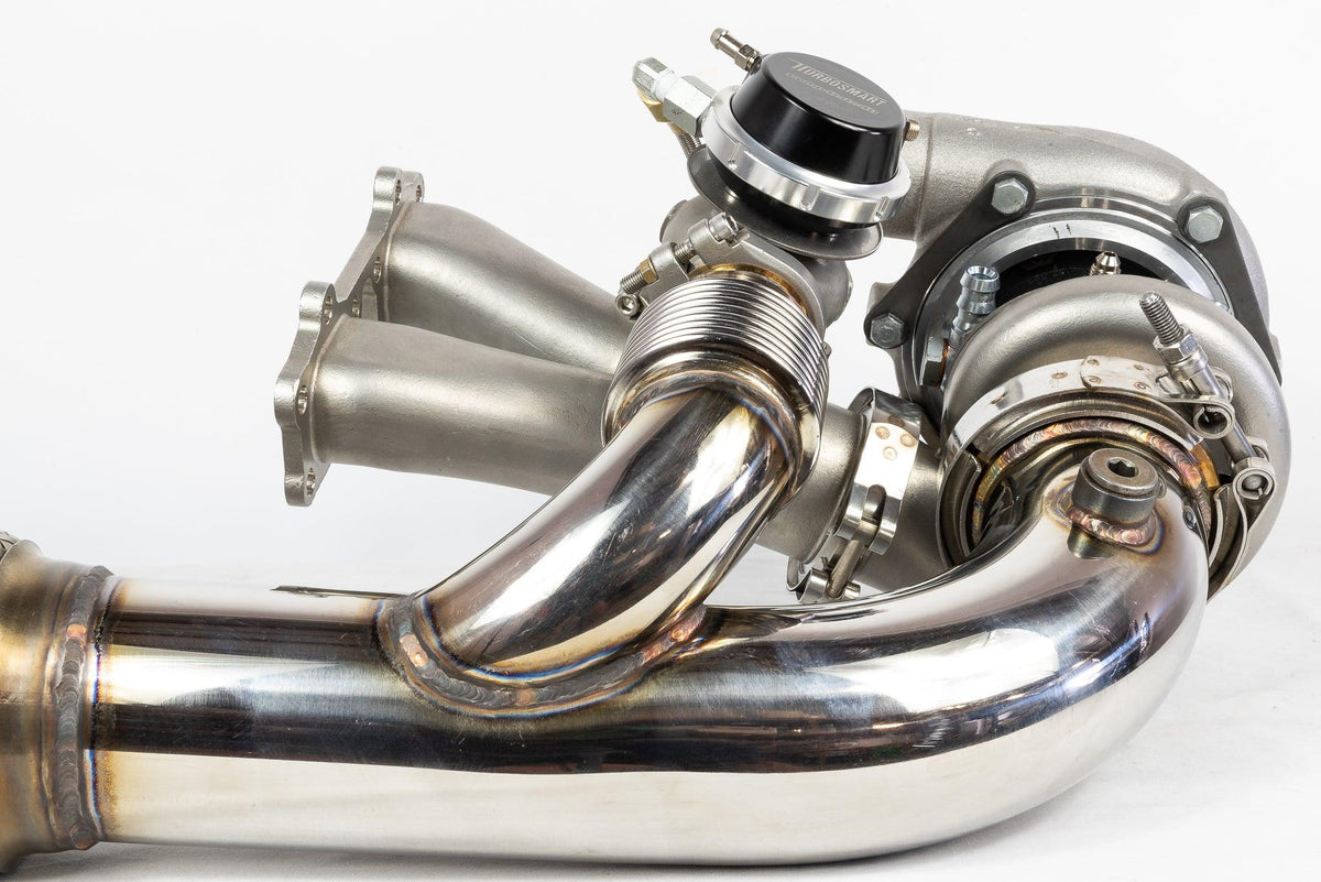 Close view of the Force Turbos XPBT turbo and manifold