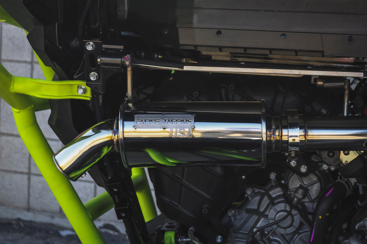 Force Turbos exhaust installation detail on a KRX