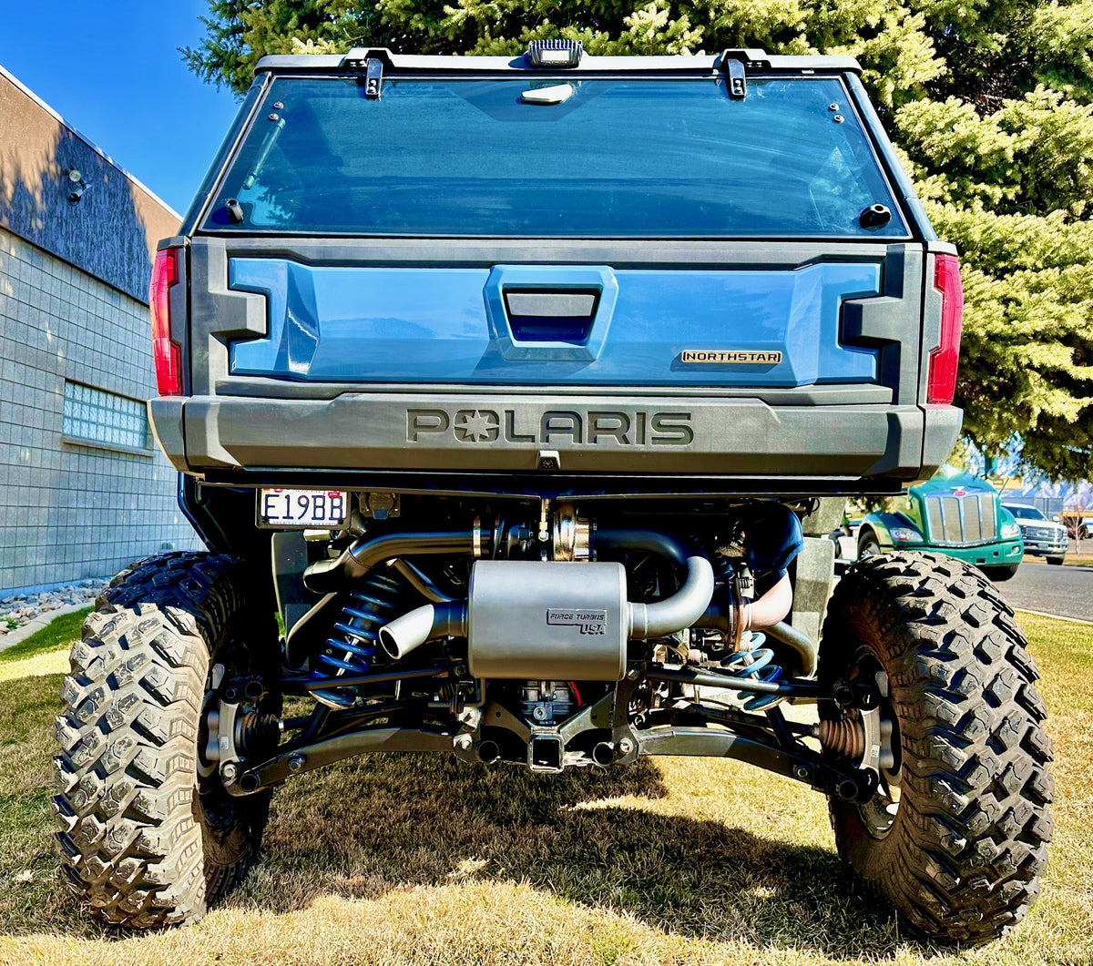 Rear view of a Polaris Xpedition with Force Turbos installation