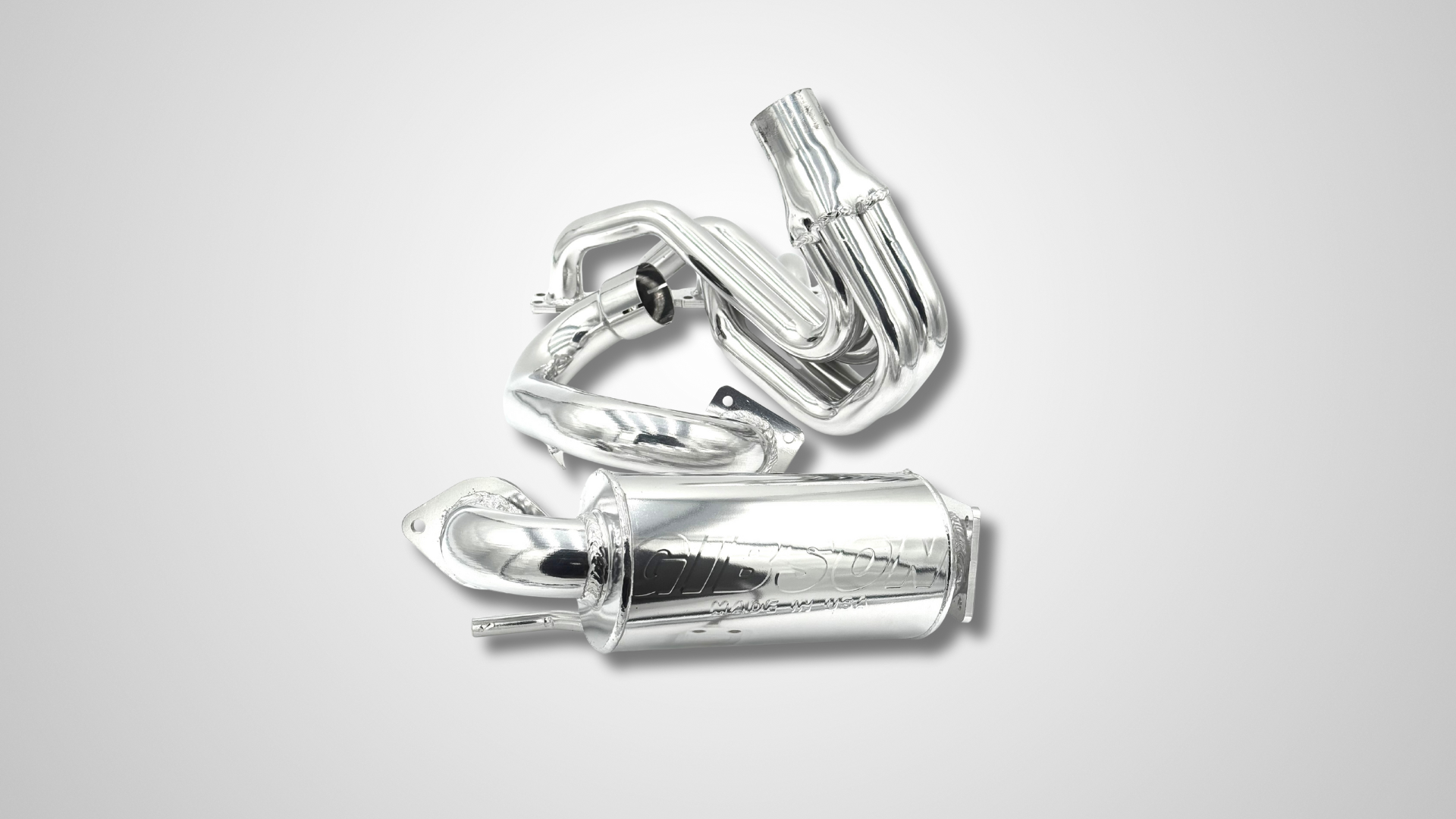 Silver metal components on a light gray background