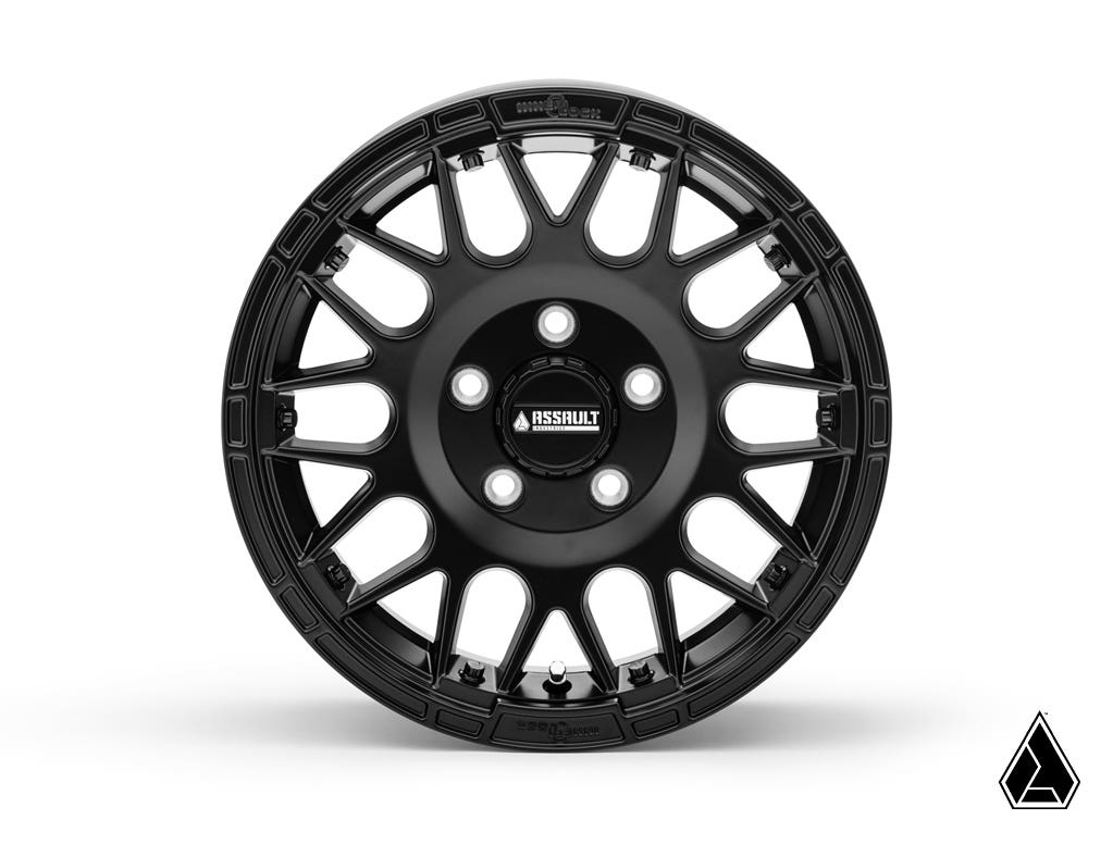 Intimidator Tires 34x10x15 on 15" Satin Black Hellfire Wheels 4/136 Pattern for Maverick X3 and Commander