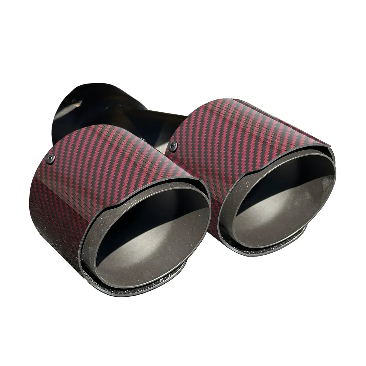 RPM Black exhaust tip with Red Carbon cover for compatible RPM mufflers