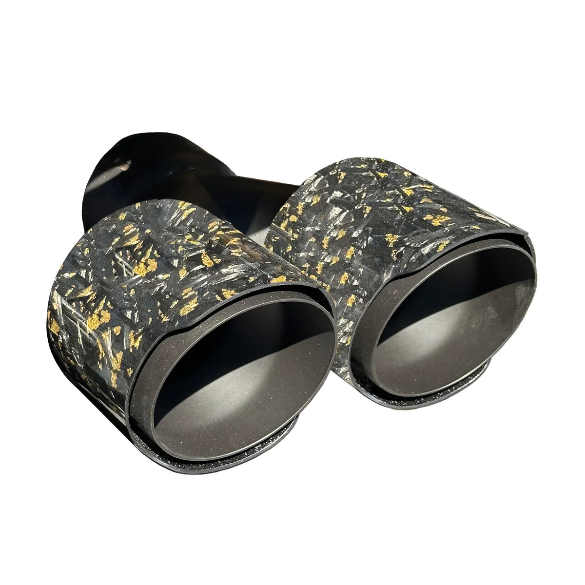 RPM Black exhaust tip with Gold Forged Carbon cover for compatible RPM mufflers
