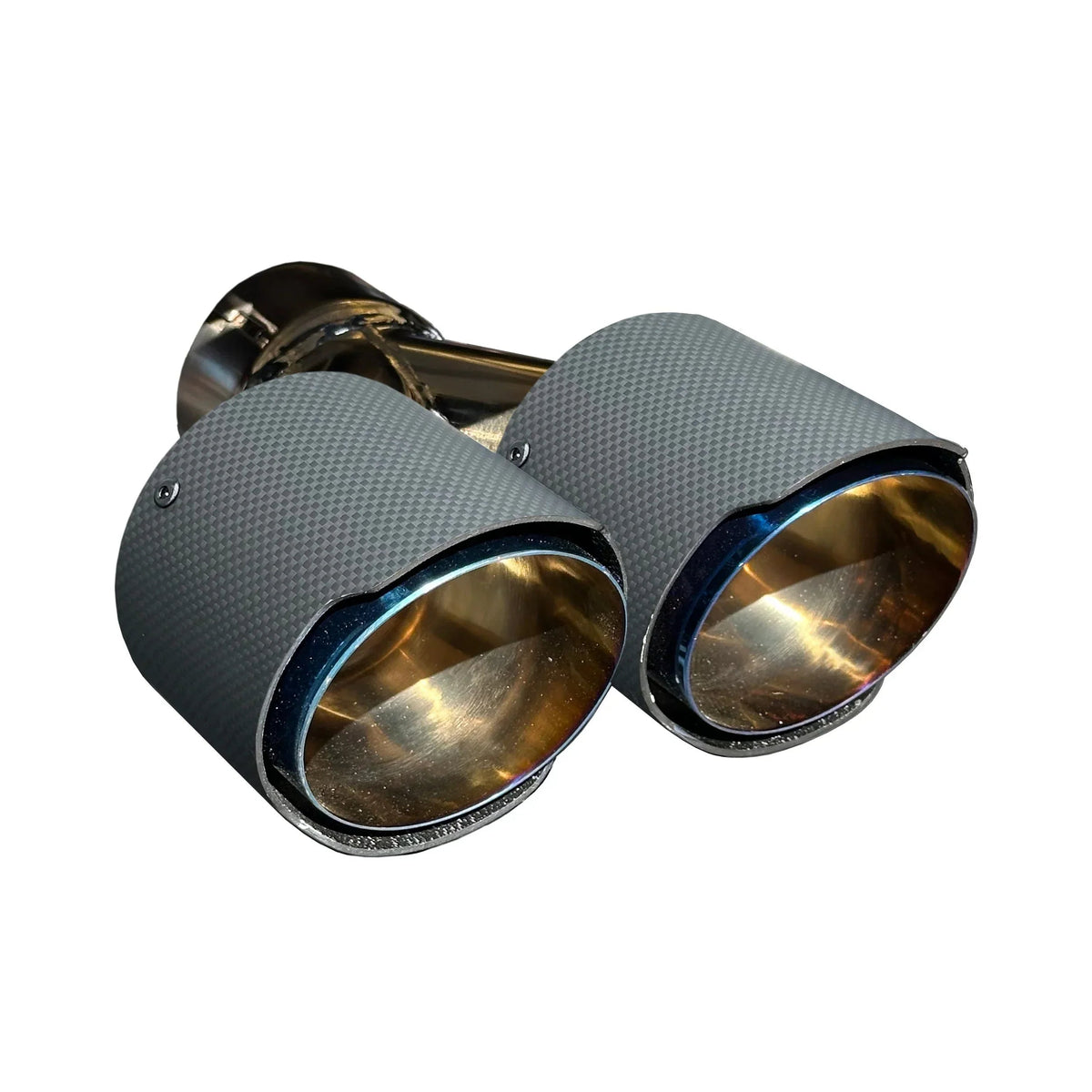 RPM Blue/Gold exhaust tip with Matte Carbon cover for compatible RPM mufflers