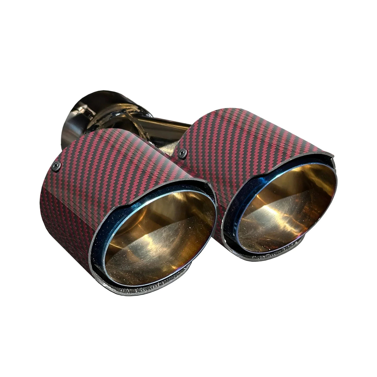 RPM Blue/Gold exhaust tip with Red Carbon cover for compatible RPM mufflers