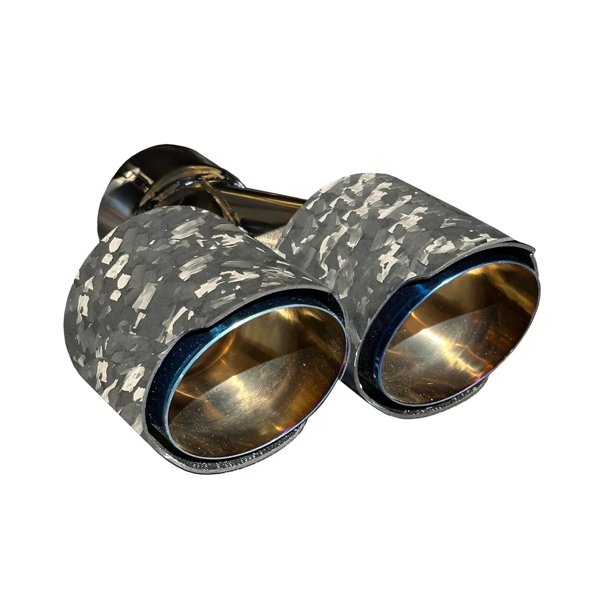 RPM Blue/Gold exhaust tip with Matte Forged Carbon cover for compatible RPM mufflers