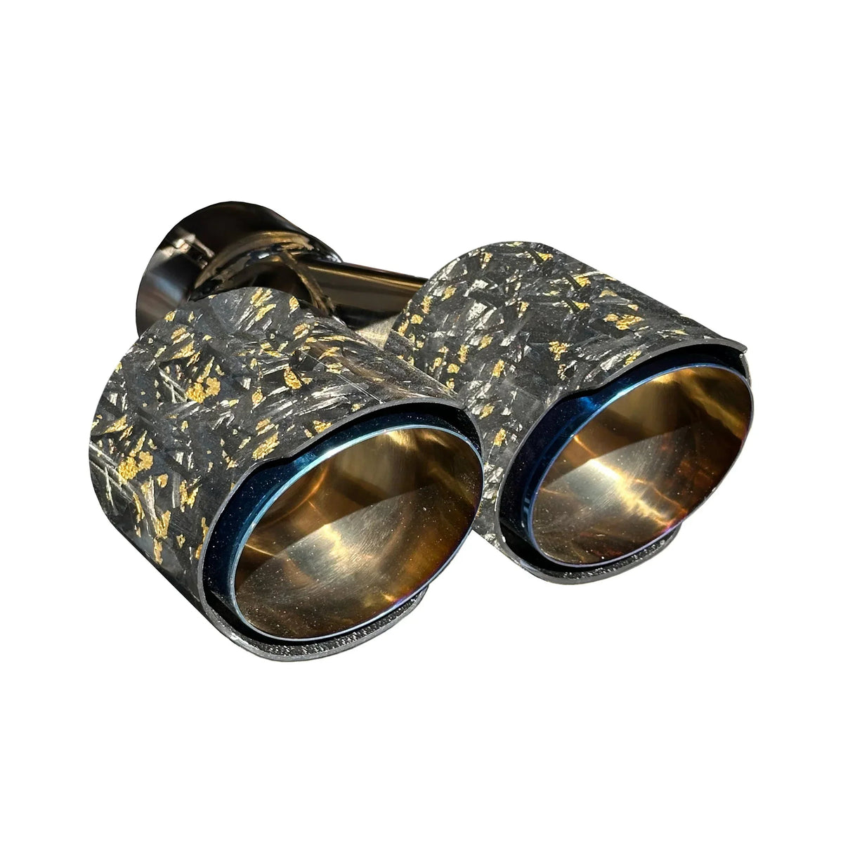 RPM Blue/Gold exhaust tip with Gold Forged Carbon cover for compatible RPM mufflers