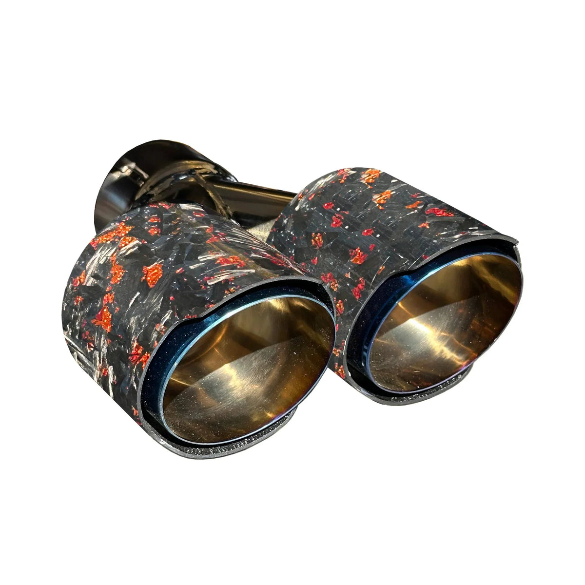 RPM Blue/Gold exhaust tip with Red Forged Carbon cover for compatible RPM mufflers