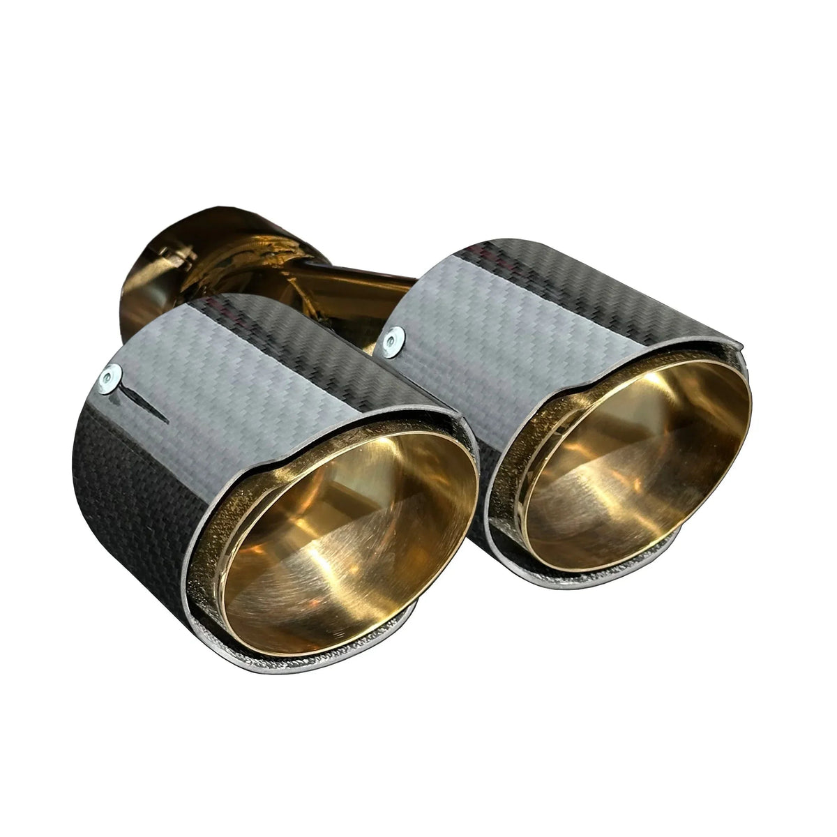 RPM Gold exhaust tip with Gloss Carbon cover for compatible RPM mufflers