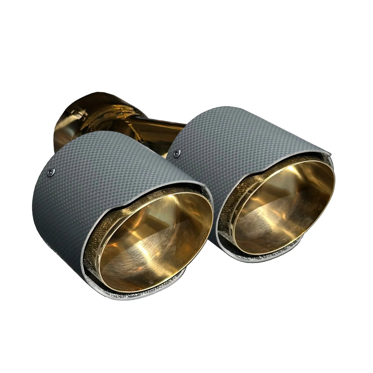 RPM Gold exhaust tip with Matte Carbon cover for compatible RPM mufflers