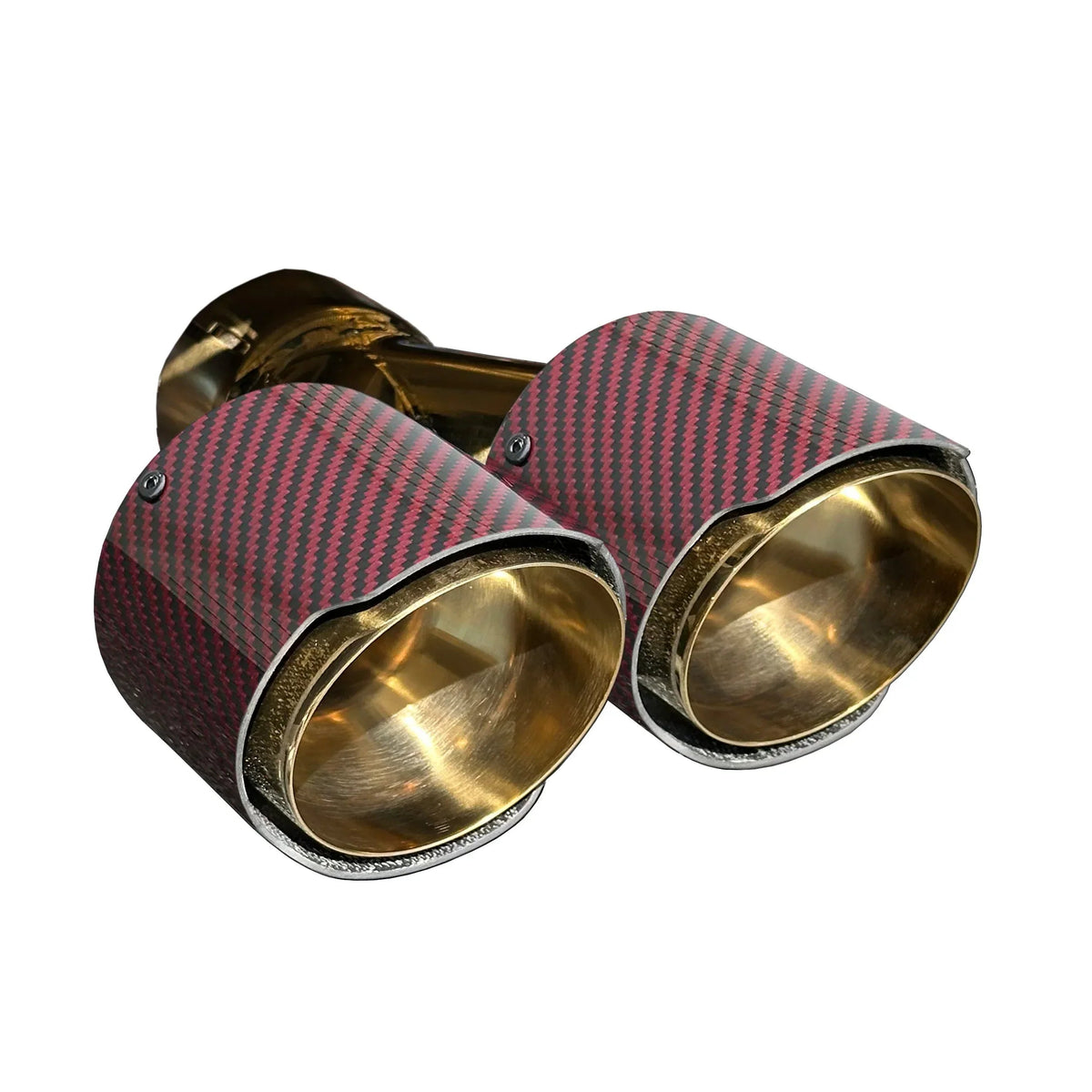 RPM Gold exhaust tip with Red Carbon cover for compatible RPM mufflers