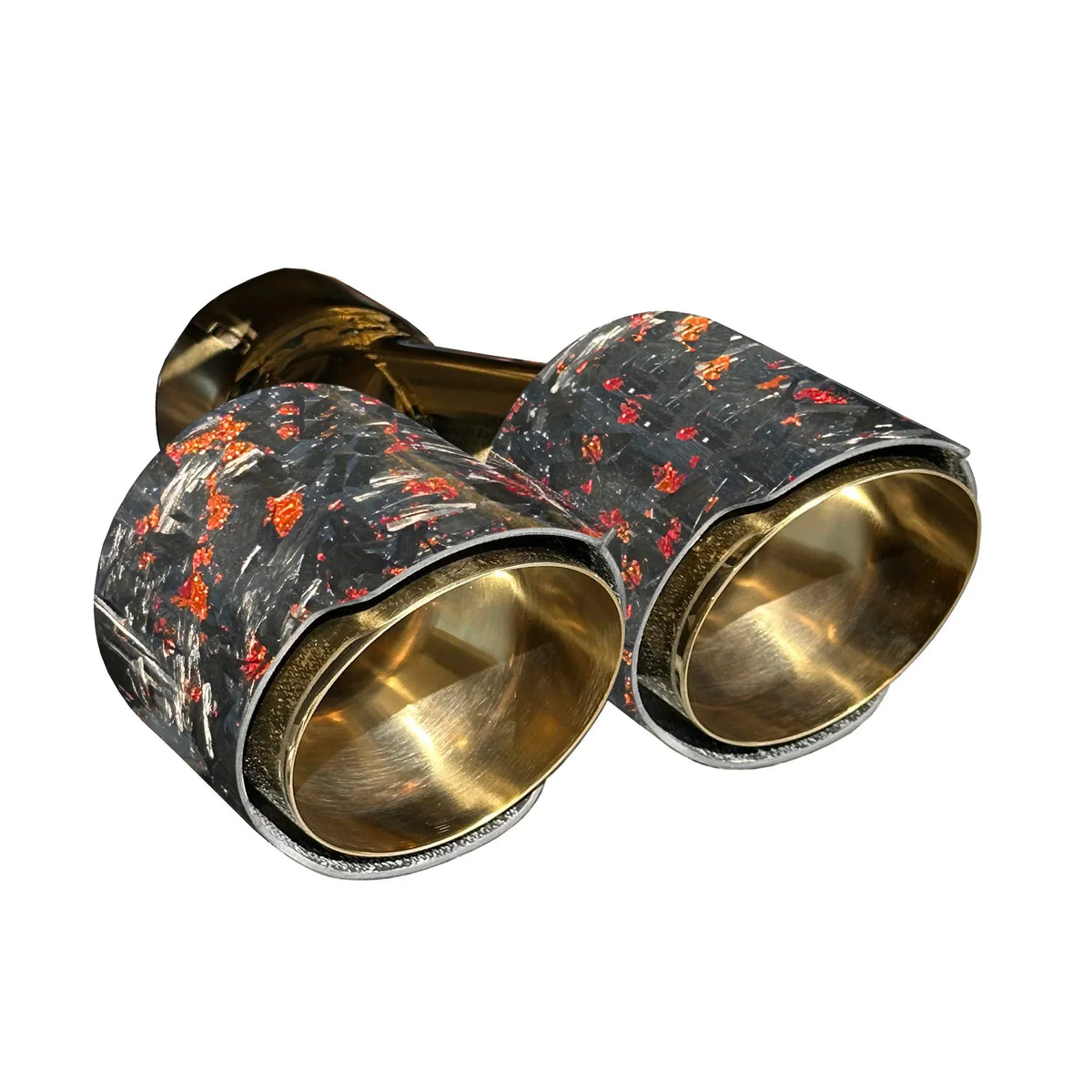 RPM Gold exhaust tip with Red Forged Carbon cover for compatible RPM mufflers