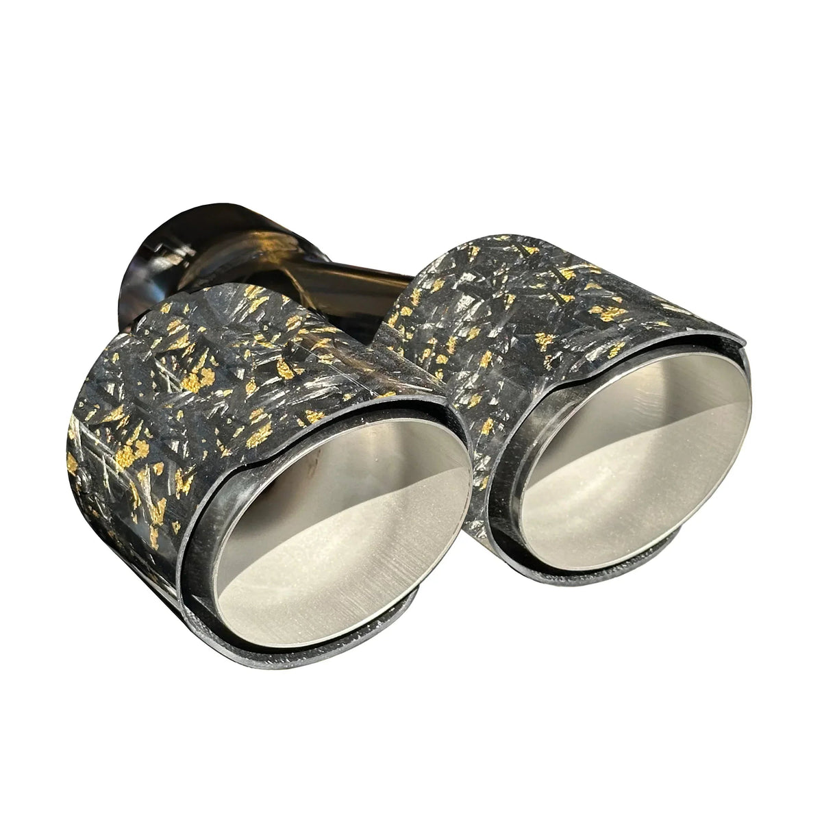 RPM Stainless exhaust tip with Gold Forged Carbon cover for compatible RPM mufflers