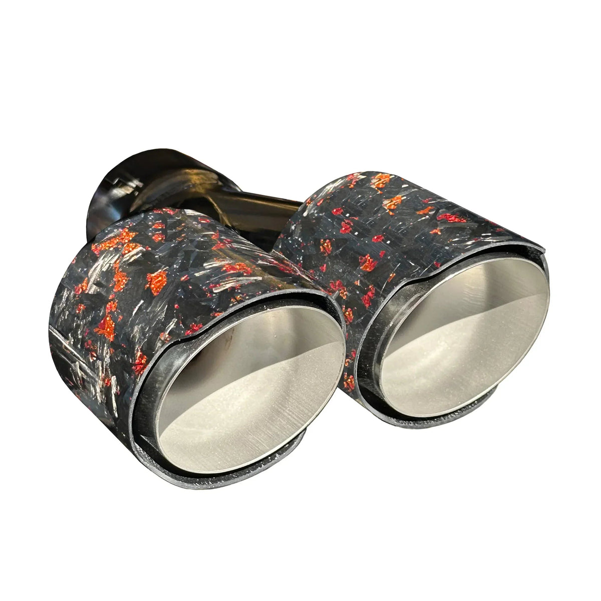 RPM Stainless exhaust tip with Red Forged Carbon cover for compatible RPM mufflers