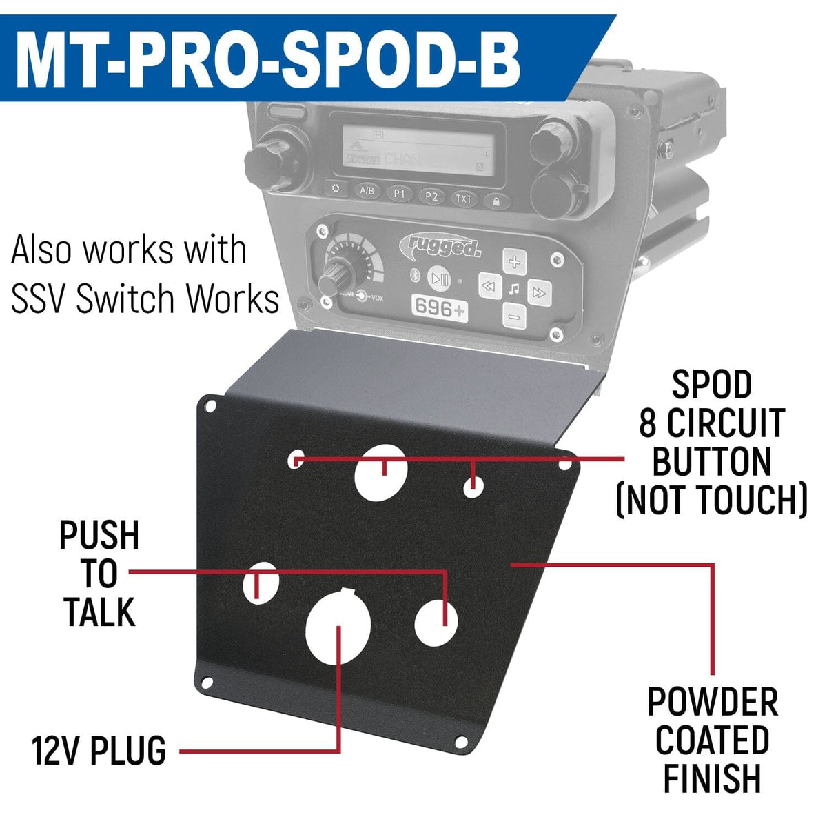 Lower Accessory Panel for Polaris RZR PRO XP, RZR Turbo R, and RZR PRO R Dash Mount Radio and Intercom - product image 6