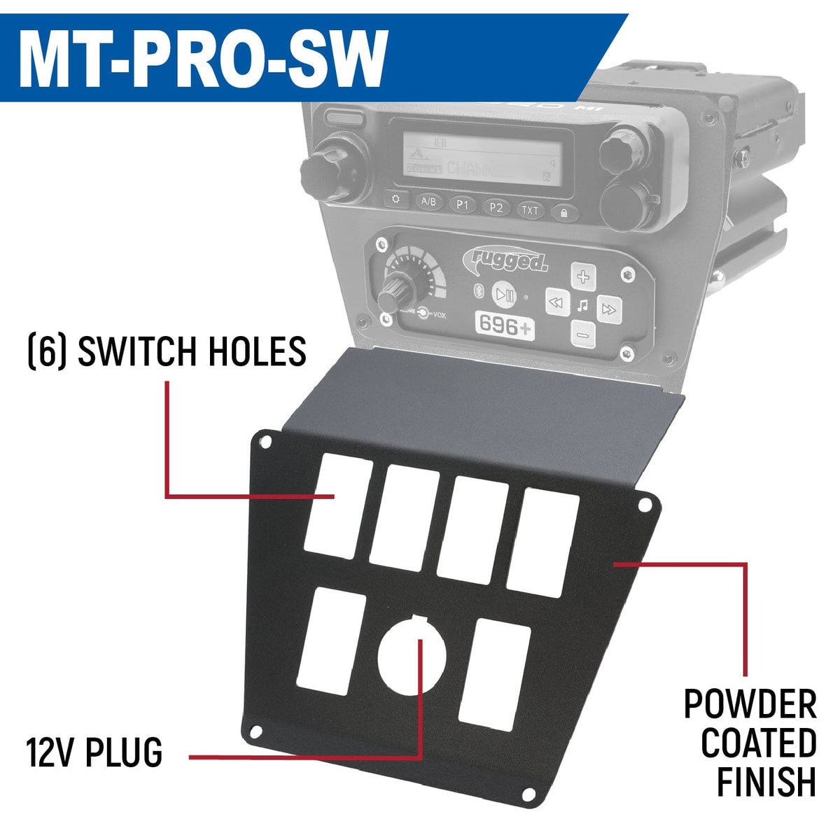 Lower Accessory Panel for Polaris RZR PRO XP, RZR Turbo R, and RZR PRO R Dash Mount Radio and Intercom - product image 2