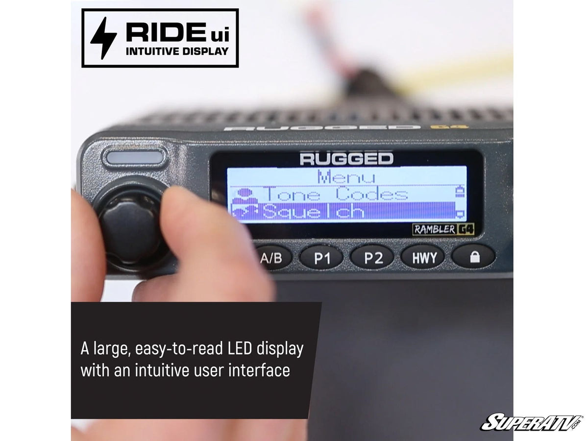 Rugged Radios Radio Kit Lite—Rambler G4 GMRS Band Mobile Radio with Antenna for RZR Pro R and RZR Pro R 4 and RZR Pro S and RZR Pro S 4 and RZR Pro XP and RZR Pro XP 4 and RZR RS1 and RZR S 1000 and RZR S 800 and RZR S 900 and RZR S4 1000 and RZR Trail 900 and RZR Trail S 900 and RZR Trail S 1000 and RZR Turbo R and RZR Turbo R 4 and RZR XP and RZR XP 4 and RZR XP 1000 and RZR XP 4 1000 and RZR XP 4 900 and RZR XP Turbo and RZR XP 4 Turbo and RZR XP Turbo S and RZR XP 4 Turbo S and RZR XP S and RZR XP 900 a