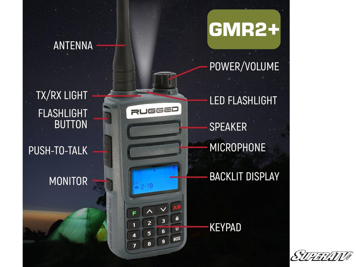 Rugged Radios Rugged GMR2 PLUS—GMRS and FRS Two-Way Handheld Radio for RZR Pro R and RZR Pro R 4 and RZR Pro S and RZR Pro S 4 and RZR Pro XP and RZR Pro XP 4 and RZR RS1 and RZR S 1000 and RZR S 800 and RZR S 900 and RZR S4 1000 and RZR Trail 900 and RZR Trail S 900 and RZR Trail S 1000 and RZR Turbo R and RZR Turbo R 4 and RZR XP and RZR XP 4 and RZR XP 1000 and RZR XP 4 1000 and RZR XP 4 900 and RZR XP Turbo and RZR XP 4 Turbo and RZR XP Turbo S and RZR XP 4 Turbo S and RZR XP S and RZR XP 900 and RZR 4 