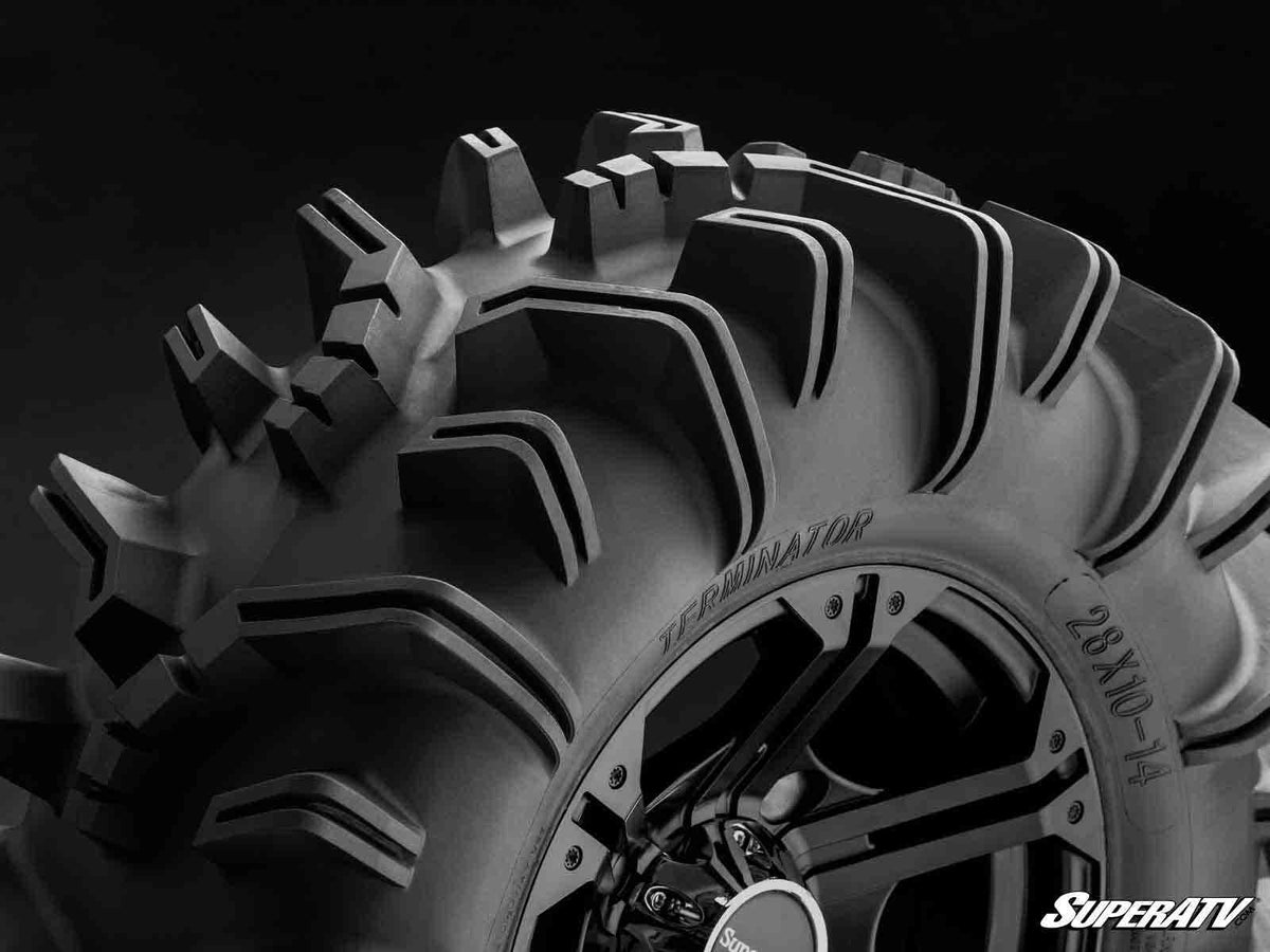 SuperATV Terminator UTV / ATV Mud Tire for RZR Pro R and RZR Pro R 4 and RZR Pro S and RZR Pro S 4 and RZR Pro XP and RZR Pro XP 4 and RZR RS1 and RZR S 1000 and RZR S 800 and RZR S 900 and RZR S4 1000 and RZR Trail 900 and RZR Trail S 900 and RZR Trail S 1000 and RZR Turbo R and RZR Turbo R 4 and RZR XP and RZR XP 4 and RZR XP 1000 and RZR XP 4 1000 and RZR XP 4 900 and RZR XP Turbo and RZR XP 4 Turbo and RZR XP Turbo S and RZR XP 4 Turbo S and RZR XP S and RZR XP 900 and RZR 4 800 and RZR 4 900 and RZR 57