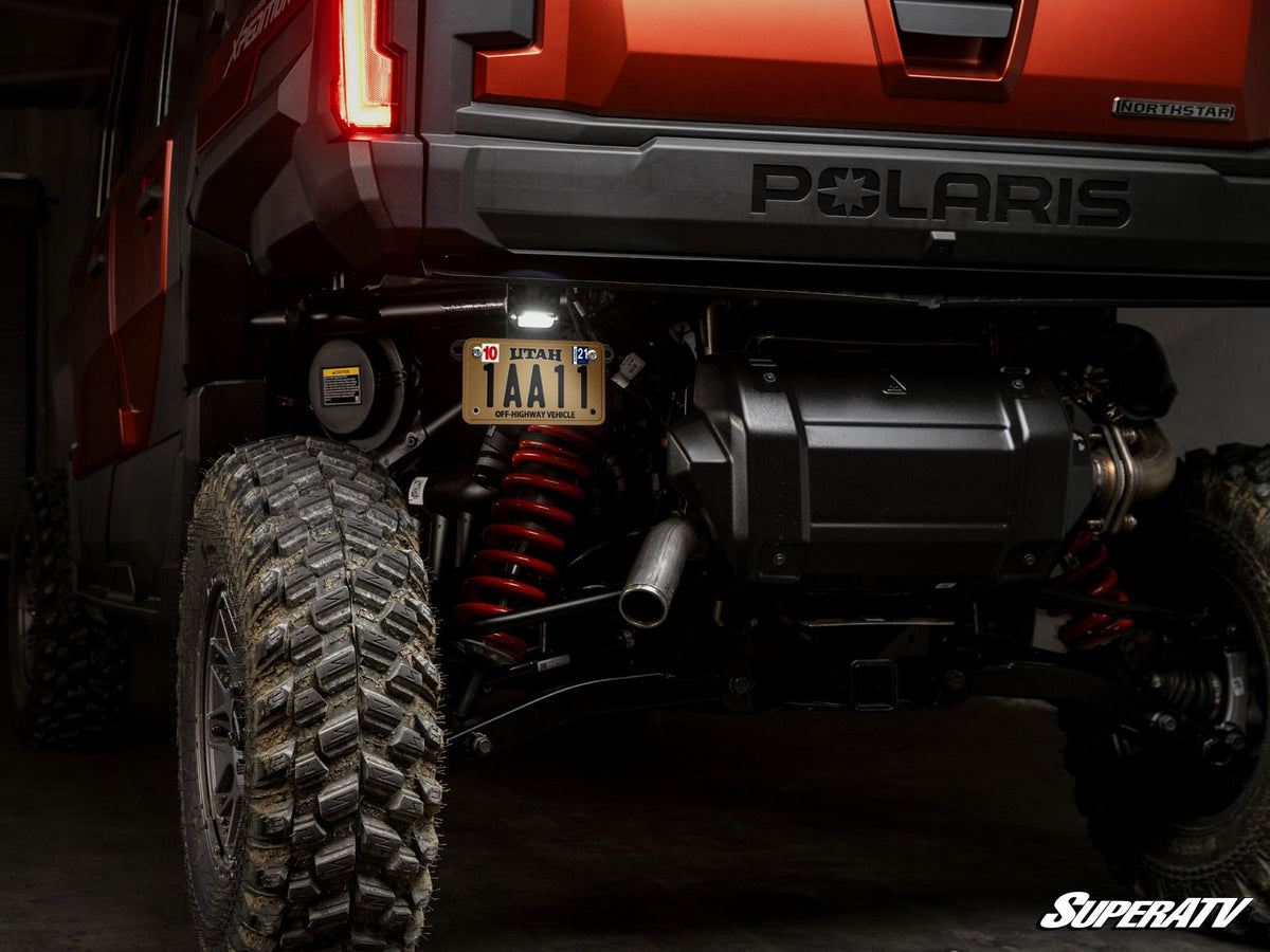 Universal Lighted License Plate Holder for RZR Pro R and RZR Pro R 4 and RZR Pro S and RZR Pro S 4 and RZR Pro XP and RZR Pro XP 4 and RZR RS1 and RZR S 1000 and RZR S 800 and RZR S 900 and RZR S4 1000 and RZR Trail 900 and RZR Trail S 900 and RZR Trail S 1000 and RZR Turbo R and RZR Turbo R 4 and RZR XP and RZR XP 4 and RZR XP 1000 and RZR XP 4 1000 and RZR XP 4 900 and RZR XP Turbo and RZR XP 4 Turbo and RZR XP Turbo S and RZR XP 4 Turbo S and RZR XP S and RZR XP 900 and RZR 4 800 and RZR 4 900 and RZR 57