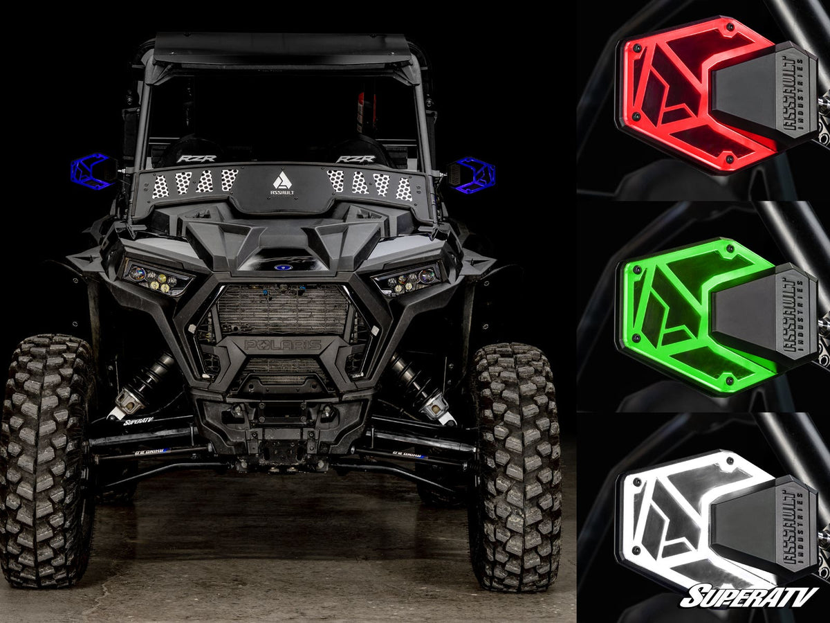 Assault Industries LED Lighted B2C Convex Side Mirrors for RZR Pro R and RZR Pro R 4 and RZR Pro XP and RZR Pro XP 4 and RZR RS1 and RZR S 1000 and RZR S 800 and RZR S 900 and RZR S4 1000 and RZR Turbo R and RZR Turbo R 4 and RZR XP 1000 and RZR XP 4 1000 and RZR XP 4 900 and RZR XP Turbo and RZR XP 4 Turbo and RZR XP Turbo S and RZR XP 4 Turbo S and RZR XP 900 and RZR 4 800 and RZR 4 900 and RZR 570 and RZR 800 and RZR 900 and Maverick X3 and Commander and Teryx H2