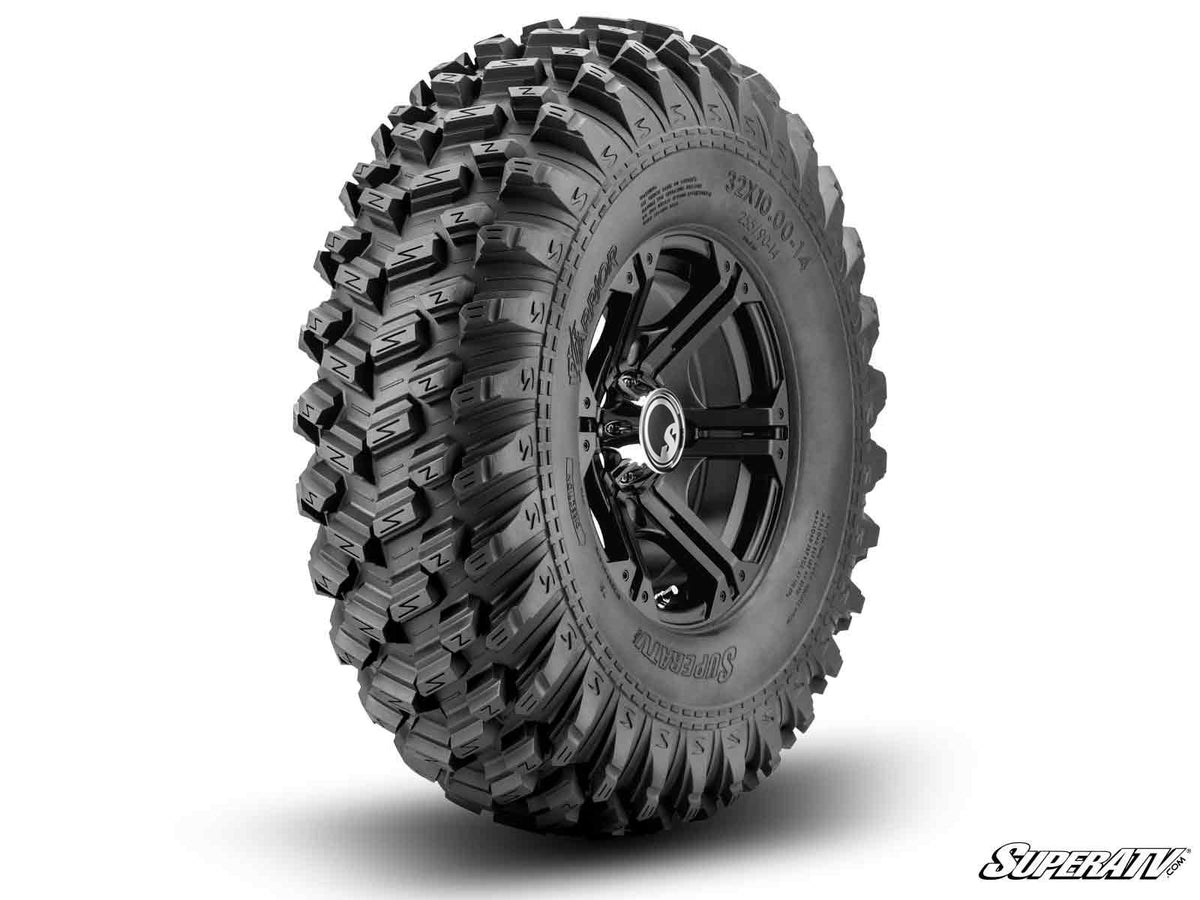 Standard XT Warrior Tires 32x10x14 on 14x7 Bandit H-Series Black Wheels 4/156 Pattern for RZR Pro XP and RZR Pro XP 4 and RZR RS1 and RZR S 1000 and RZR S 800 and RZR S 900 and RZR S4 1000 and RZR Trail 900 and RZR Trail S 900 and RZR Trail S 1000 and RZR XP and RZR XP 4 and RZR XP 1000 and RZR XP 4 1000 and RZR XP 4 900 and RZR XP Turbo and RZR XP 4 Turbo and RZR XP Turbo S and RZR XP 4 Turbo S and RZR XP 900 and RZR 4 800 and RZR 4 900 and RZR 570 and RZR 800 and RZR 900