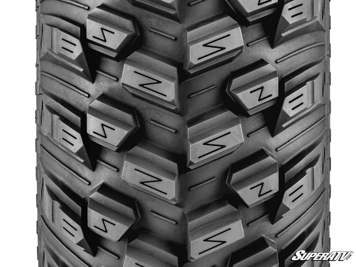 Standard XT Warrior Tires 35x10x15 on 15x10 Assault Industries Hellfire Matte Titanium 5/4.5 Pattern for RZR Pro R and RZR Pro R 4 and RZR Turbo R and RZR Turbo R 4