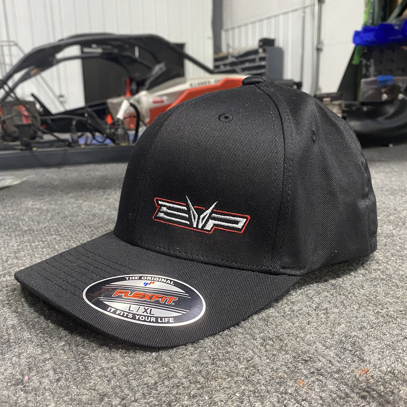 EVP Peek Fitted Baseball Hat, Black