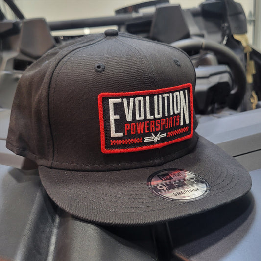 Checkered Patch Snapback Hat, Black Canvas